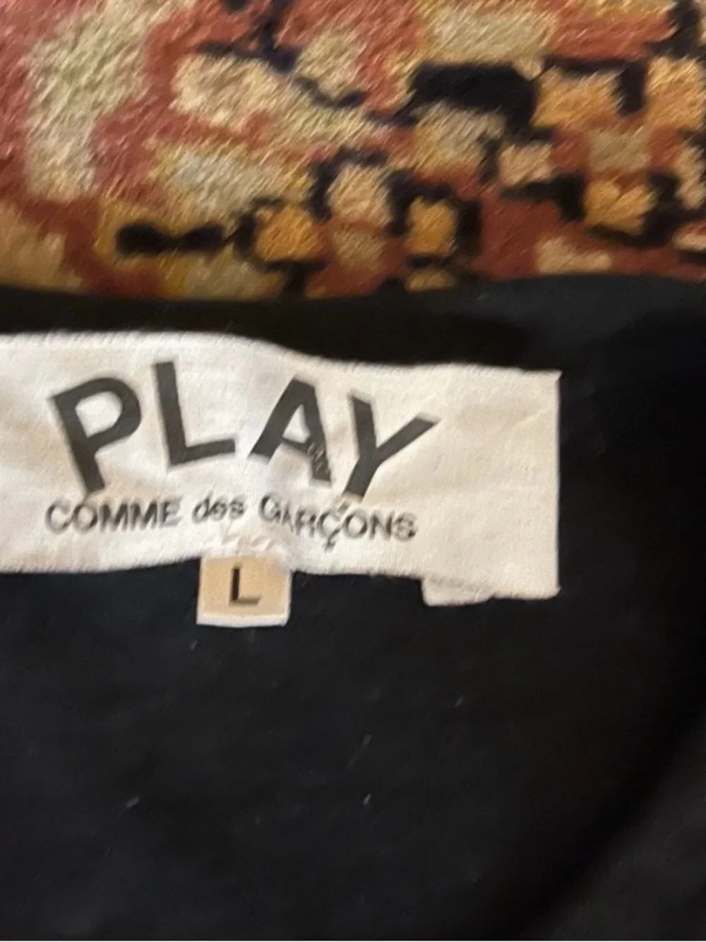 Comme des Garcons PLAY Black Long Sleeve Tee with Red Heart Logo - Picture 3 of 4